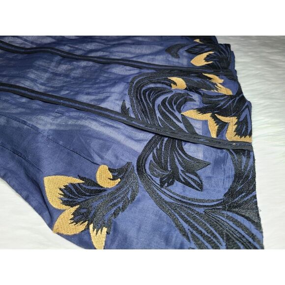 Anthropologie|Floreat Blue Embroidered Floral Midi Skirt, 4 - Picture 6 of 9